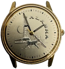 Vintage 33mm Accutron Alaska Men's Quartz Wristwatch USA 10k RGP & Gold Tone