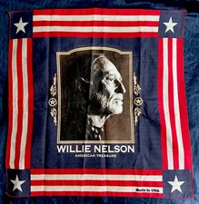 Rare WILLIE NELSON NATIONAL TREASURE Portrait Bandanna Made in USA by HAV-A-HANK