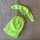 1960s Vintage Barbie Clone MOD Maddie Mod Mego GREEN DRESS GOLD LACY  TRIM