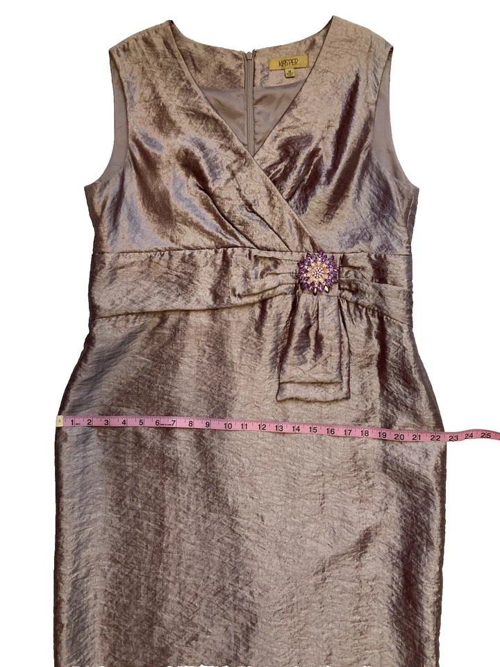 Vestido Vaina Adelgazante Kasper Talla 16 Púrpura Fiesta Boda Sin Mangas Cuello en V Foto 4 de 4