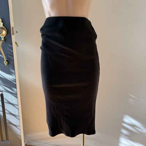 Cotton On Ribbed Midi Skirt Size M Womens Black Stretch Casual Rib Knit Knitted - Picture 2 of 24