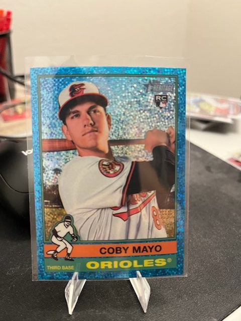 2025 Topps Heritage - Coby Mayo #340 Chrome Light Blue Sparkle Refractor (RC)