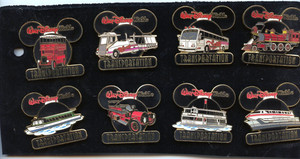 Disney World Transportation Tram Railroad Fire Truck Ferry Boat Full 8 Pin Set