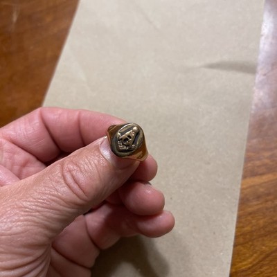 VINTAGE Masonic COPPER WAX SEAL STAMP Signet Ring