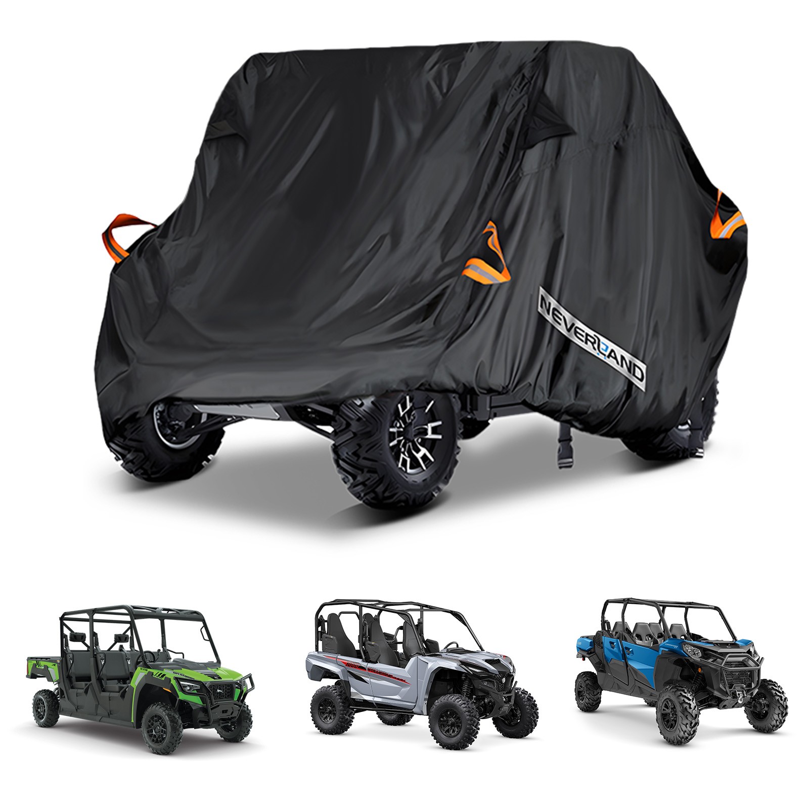 Side By Side Utility Vehicle Cover  4-6 Seater Waterproof Heavy Duty 300D Black