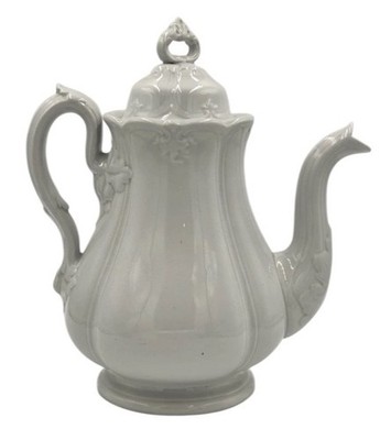 Antique White Ironstone Coffee Pot With Lid Large 7 Cup Edward Challinor England