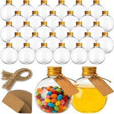 30 PCS 6 oz Ball Shape Plastic Sand Art Potion Bottles Funnel Gold Cap