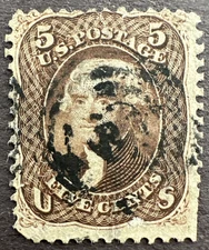 US 1863 Scott #76 Used 5c Jefferson Stamp
