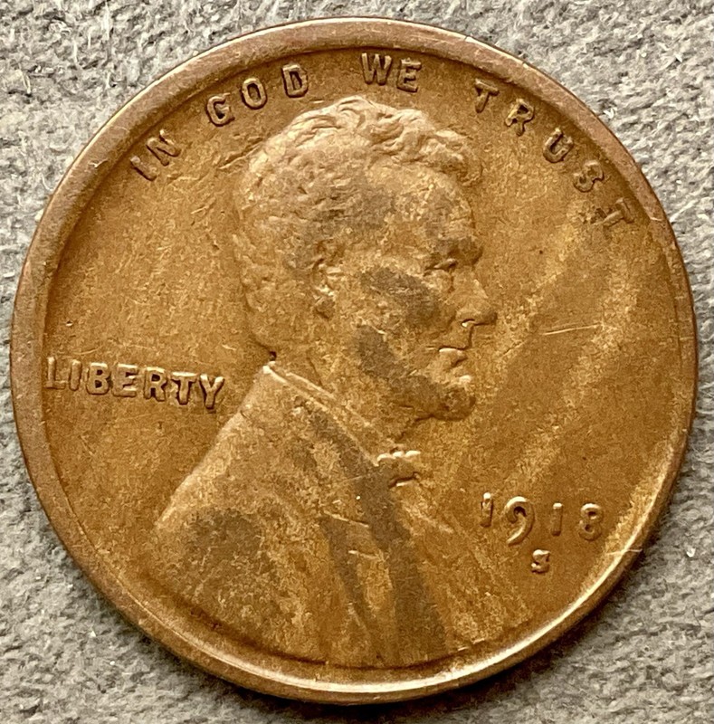 1918-S  ~ Lincoln Wheat Cent [VF] Very Fine Alloy Mix Grain - San Francisco B543