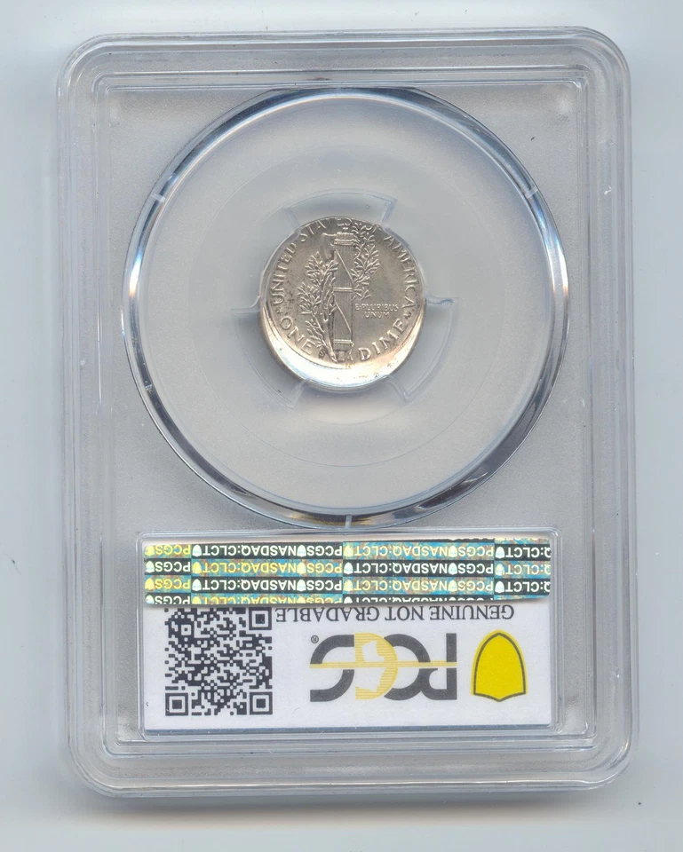 1945-S Mercury Dime Mint Errors, Struck 12 % Off Center, PCGS TrueView AU Detail - Image 2 of 3