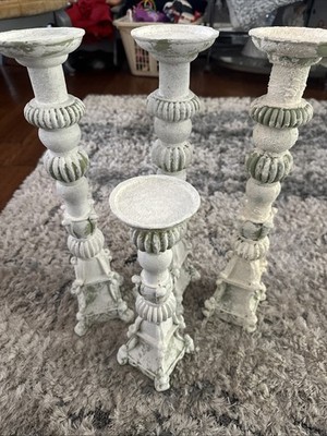 Lot Of Four Matching Candle Holders  Frosted Porcelain