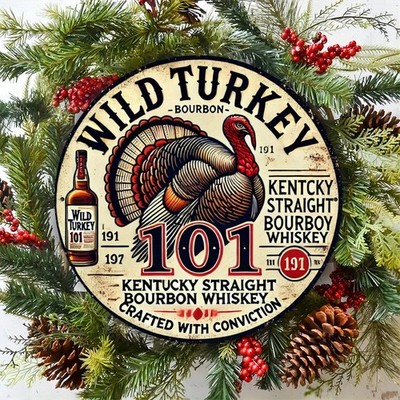 Wild Turkey Bourbon Whiskey Vintage Style Tin Metal Signs Home Décor 8x8 