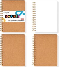 Koogel 4PCS Mini Spiral Notebooks, 4.5x 5.7inch Small Blank Medium, Brown