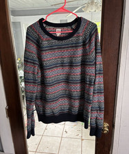 GAP Men's L Multicolor Fair Isle Cotton Knit Crewneck Pullover Sweater