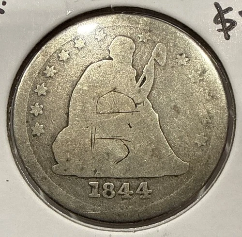 1844-O Seated Liberty Quarter 25C Silver U.S. Coin - Graffiti