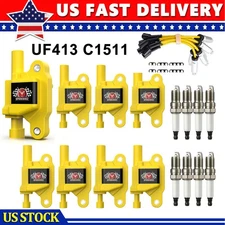 For Chevy 8x Square UF413 Ignition Coils + 41-962 Spark Plugs + Spark Plug Wires