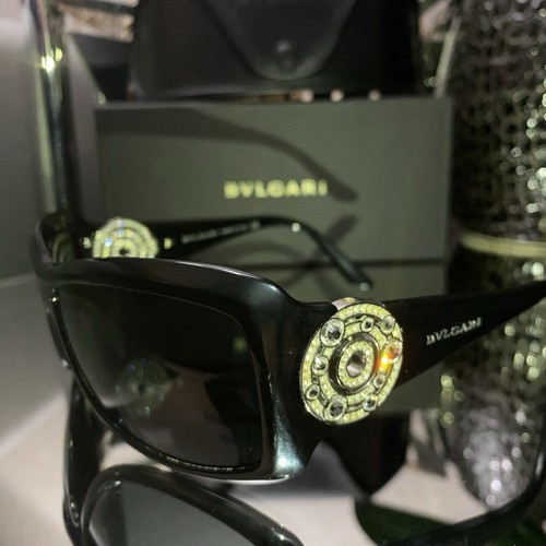 Bvlgari Sunglasses 8007-B Black Swarovski Crystal Limited Edition VERY RARE! - Picture 4 of 22