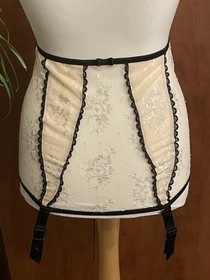 Ann Summers Suspender Skirt Size 12 Elouise Nude Black Silver Corset Girdle New