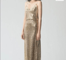 JENNY YOO Jules Sequin Blouson Gown Gold Size 10