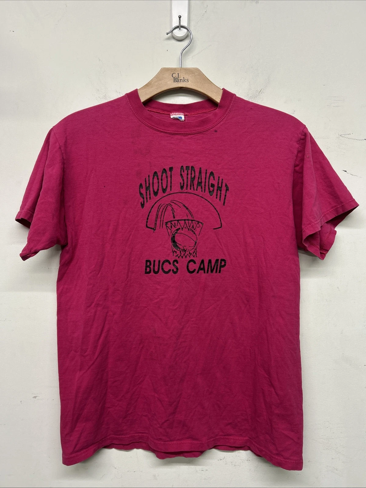 VTG Bucs Basketball Camp Pink SZ L Tee (Flaws)