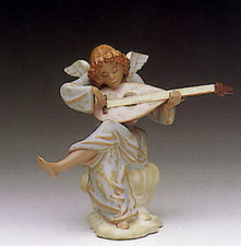 Figurina Lladro suoni celesti angelo musicista Gres #12195 Spagna in pensione