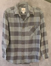 Field and Stream Flannel Shirt Mens Medium Plaid Heavy Hunting Fishing Gray