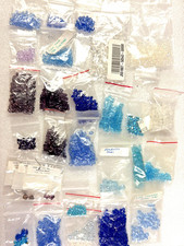 500+ Group Swarovski, others, Crystal Beads Blues. Whites. Purples. Mixed sizzes