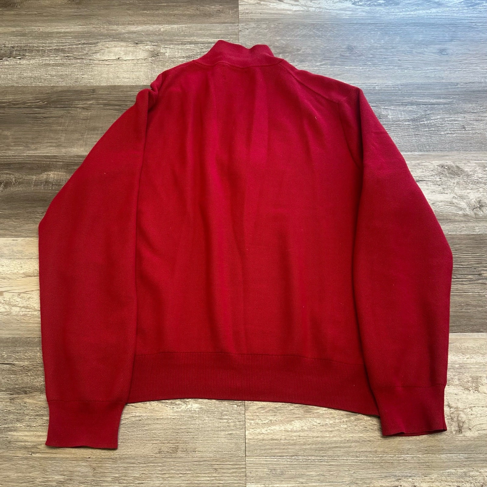 Maglione Felpa Vintage Polo Ralph Lauren Rosso Uomo XLT Pony Logo Quarto Zip