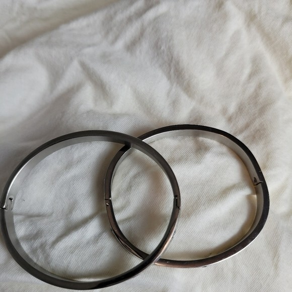 Bangle Silver Crystal Stack Hinge Bracelets Set o… - image 4