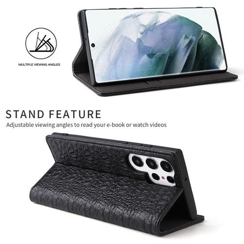 Krokodil Echtleder Geldbörse Handyhülle Tasche For Samsung S24 S23 S22 S21 S20 - Bild 12 von 14