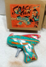 Space control friction space gun with box 1950's Japan toy tin