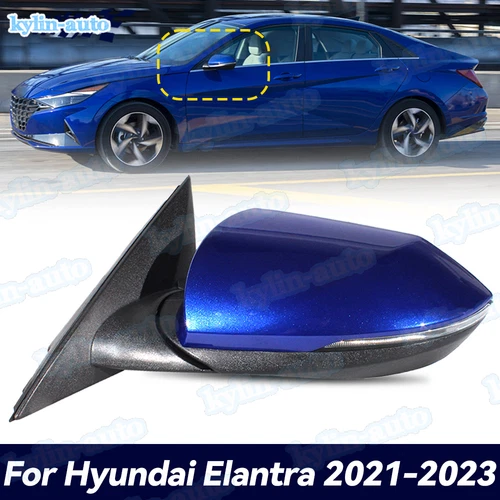 Left 8-pin Heated Rear mirror W/ Turn Lamp Blue For 2021-2023 Hyundai Elantra