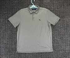 Tommy Bahama Shirt Mens Medium Gray Cotton Blend Jersey Polo Preppy Casual Golf