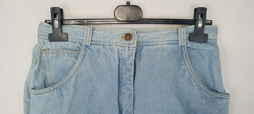 Vintage Women's blue denim jeans skirt 5 pockets Made Europe 28 - Picture 3 of 5