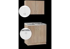 Kitchen Set, Complete Kitchen Set, 5piece Set White High Gloss/Oak
