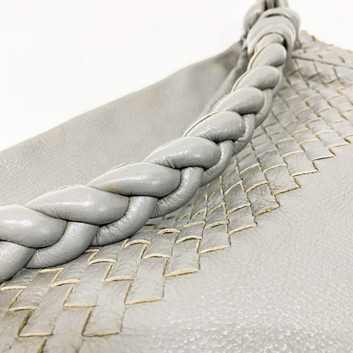 BOTTEGA VENETA Intrecciato Detail Grey Leather Shoulder Bag - Picture 8 of 16