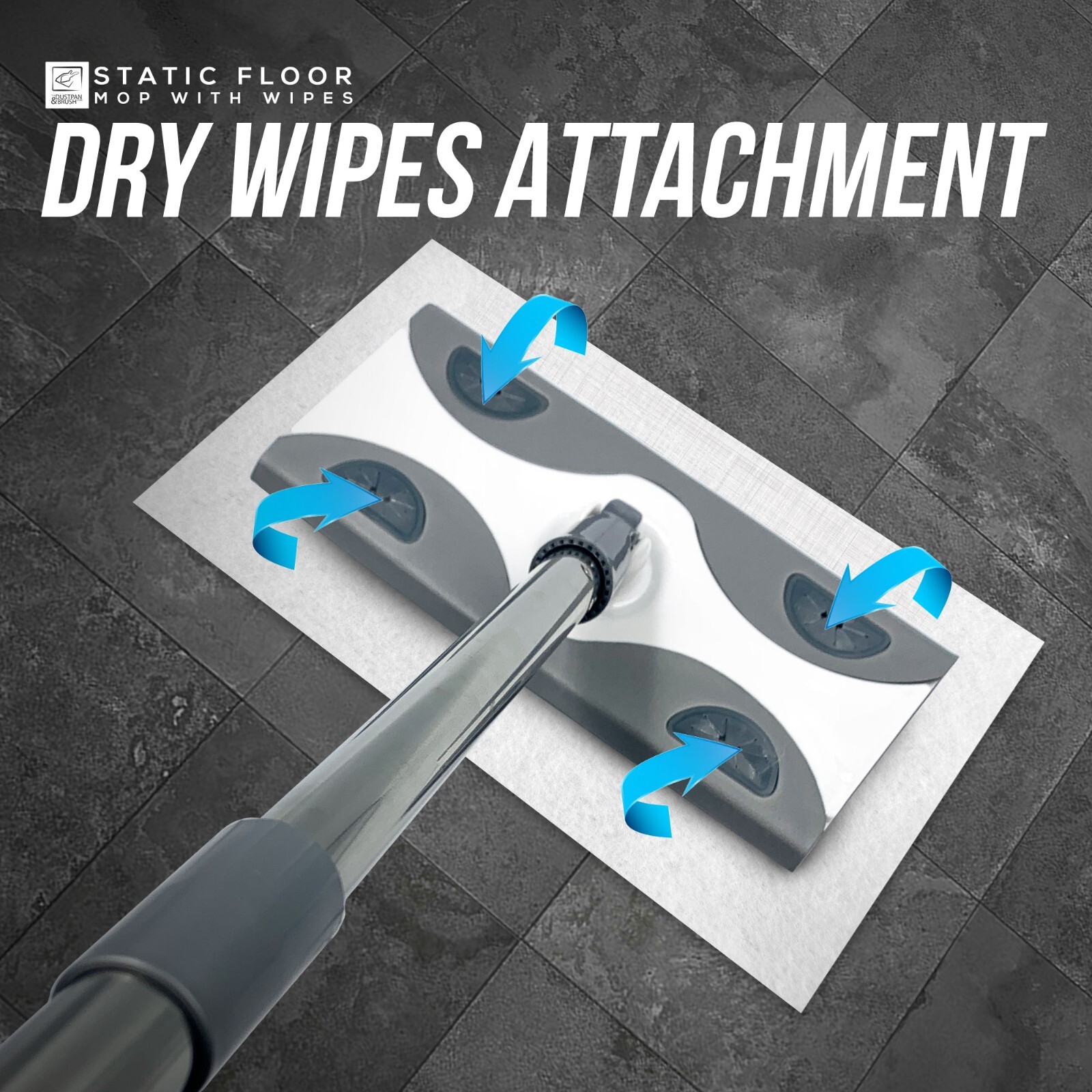 Flat Floor Mop with Wipes Sweeper Duster Laminate Wood Tile Cleaning