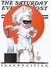 Saturday Evening Post 1921 Cover  Reproduction Giclee Print Thanksgiving Chef