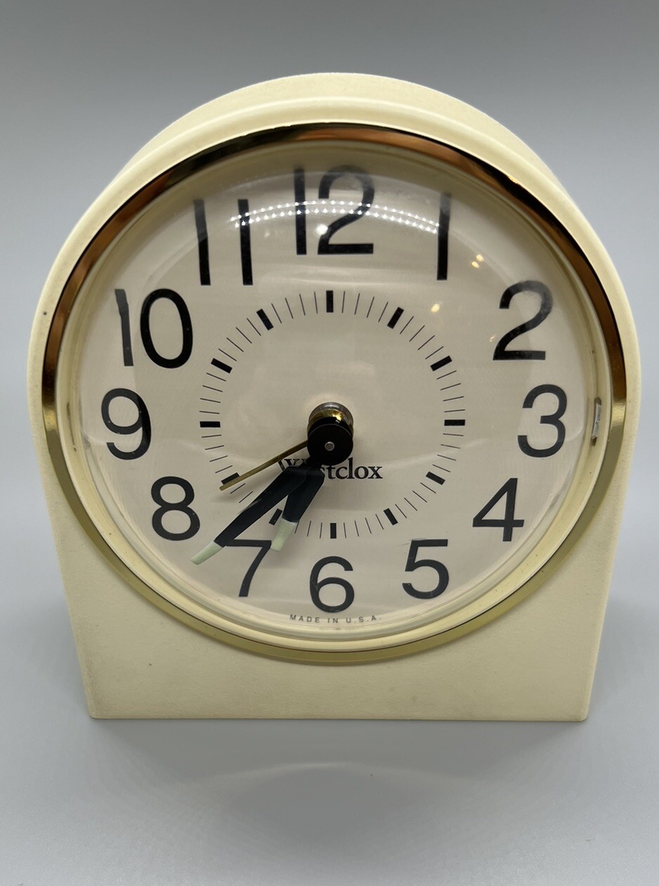 Vintage Westclox Spring Wound Alarm Clock Plastic Case Luminous Hands ...