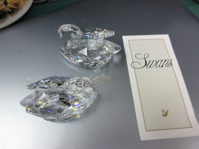 Swarovski Crystal Swans 7633NR63P With Box And COA