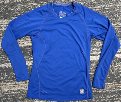 Nike Pro Combat Shirt Dri Fit, Fitted Size Small Color Blue