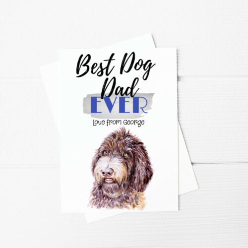 Carte de vœux Best Dog Dad Ever Newfypoo A5, carte de fête des pères du chiot - Photo 1/1