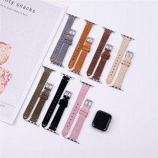 Slim Matte Leather Band Strap for Apple Watch 11 10 9 8 7 6 5 4 SE 42/44/45/46mm