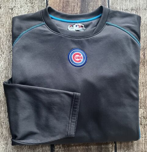 MAJESTIC MLB AUTHENTIC LONG SLEEVE SHIRT GRAY CHICAGO CUBS MENS XL EXCELLENT