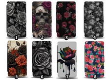 Roses Flip Wallet Case Rose Red Black Grey Dripping Dark Goth Gothic Grunge Pin
