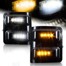 FIT 2008-2016 FORD SUPER DUTY AMBER/WHITE LED SMOKE SIDE MIRROR SIGNAL LIGHTS