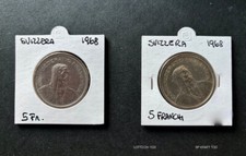 MONETE SVIZZERA- LOTTO DI 2MONETE DA 5 FRANCHI - 1968