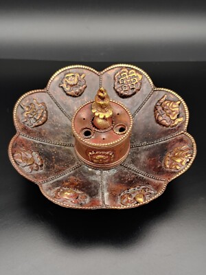 清代红铜八宝佛塔莲花瓣香炉19th C Chinese Copper Buddisam Pagoda