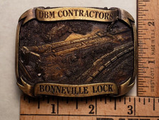 DBM Contractors Belt Buckle Bonneville Lock - Vintage OWNCO Veteran Owned