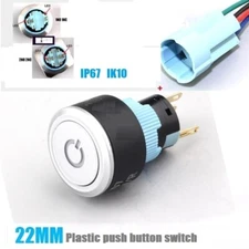 22mm Power Symbol IP67 Silver Plastic doorbell Access control power start switch